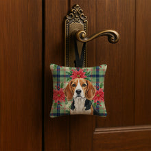 Load image into Gallery viewer, Beagle Christmas PoinsettIas Hanging Square Fabric Ornament 3.5 x 3.5