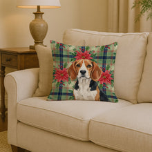 Load image into Gallery viewer, Beagle Christmas PoinsettIas Throw Pillow