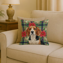 Load image into Gallery viewer, Beagle Christmas PoinsettIas Throw Pillow