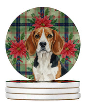 Load image into Gallery viewer, Beagle Christmas PoinsettIas Large Sandstone Coasters Pack of 4
