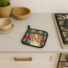 Load image into Gallery viewer, Lemon and White Beagle Christmas PoinsettIas Pair of Pot Holders
