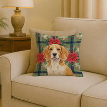 Load image into Gallery viewer, Lemon and White Beagle Christmas PoinsettIas Throw Pillow