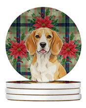 Load image into Gallery viewer, Lemon and White Beagle Christmas PoinsettIas Large Sandstone Coasters Pack of 4