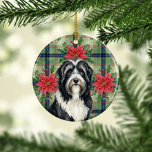 Load image into Gallery viewer, Black Bearded Collie Christmas PoinsettIas Ceramic Ornament