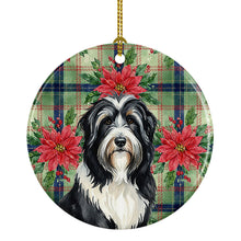 Load image into Gallery viewer, Black Bearded Collie Christmas PoinsettIas Ceramic Ornament