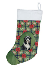 Load image into Gallery viewer, Black Bearded Collie Christmas PoinsettIas Holiday Stocking