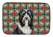 Load image into Gallery viewer, Black Bearded Collie Christmas PoinsettIas Dish Drying Mat