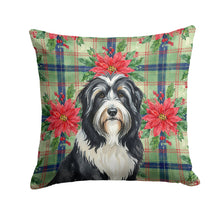 Load image into Gallery viewer, Black Bearded Collie Christmas PoinsettIas Throw Pillow