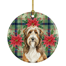 Load image into Gallery viewer, Brown Bearded Collie Christmas PoinsettIas Ceramic Ornament