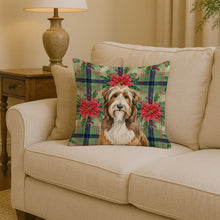 Load image into Gallery viewer, Brown Bearded Collie Christmas PoinsettIas Throw Pillow