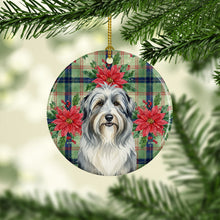 Load image into Gallery viewer, Bearded Collie Christmas PoinsettIas Ceramic Ornament