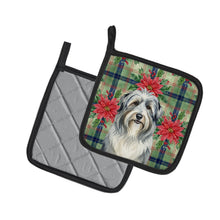 Load image into Gallery viewer, Bearded Collie Christmas PoinsettIas Pair of Pot Holders