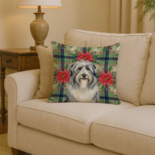 Load image into Gallery viewer, Bearded Collie Christmas PoinsettIas Throw Pillow