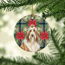 Load image into Gallery viewer, Fawn Bearded Collie Christmas PoinsettIas Ceramic Ornament