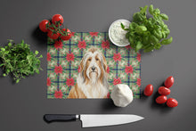 Load image into Gallery viewer, Fawn Bearded Collie Christmas PoinsettIas Glass Cutting Board