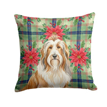 Load image into Gallery viewer, Fawn Bearded Collie Christmas PoinsettIas Throw Pillow