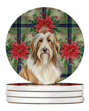 Load image into Gallery viewer, Fawn Bearded Collie Christmas PoinsettIas Large Sandstone Coasters Pack of 4