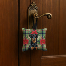 Load image into Gallery viewer, Beauceron Christmas PoinsettIas Hanging Square Fabric Ornament 3.5 x 3.5