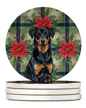 Load image into Gallery viewer, Beauceron Christmas PoinsettIas Large Sandstone Coasters Pack of 4