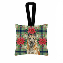 Load image into Gallery viewer, Belgian Laekenois Christmas PoinsettIas Hanging Square Fabric Ornament 3.5 x 3.5