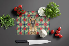 Load image into Gallery viewer, Belgian Malinois Christmas PoinsettIas Glass Cutting Board