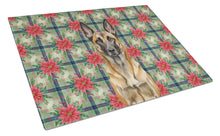 Load image into Gallery viewer, Belgian Malinois Christmas PoinsettIas Glass Cutting Board