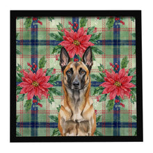 Load image into Gallery viewer, Belgian Malinois Christmas PoinsettIas Framed Metal Print