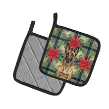 Load image into Gallery viewer, Belgian Malinois Christmas PoinsettIas Pair of Pot Holders