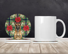 Load image into Gallery viewer, Belgian Malinois Christmas PoinsettIas Large Sandstone Coasters Pack of 4