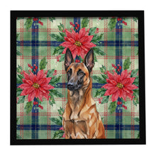 Load image into Gallery viewer, Mahogany Belgian Malinois Christmas PoinsettIas Framed Metal Print
