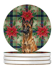 Load image into Gallery viewer, Mahogany Belgian Malinois Christmas PoinsettIas Large Sandstone Coasters Pack of 4