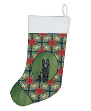 Load image into Gallery viewer, Belgian Sheepdog Groenendael Christmas PoinsettIas Holiday Stocking