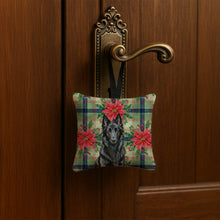 Load image into Gallery viewer, Belgian Sheepdog Groenendael Christmas PoinsettIas Hanging Square Fabric Ornament 3.5 x 3.5
