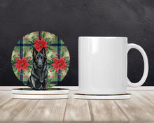 Load image into Gallery viewer, Belgian Sheepdog Groenendael Christmas PoinsettIas Large Sandstone Coasters Pack of 4