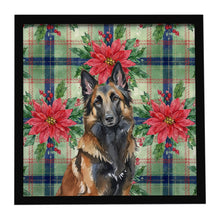 Load image into Gallery viewer, Belgian Tervuren Christmas PoinsettIas Framed Metal Print