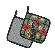 Load image into Gallery viewer, Belgian Tervuren Christmas PoinsettIas Pair of Pot Holders