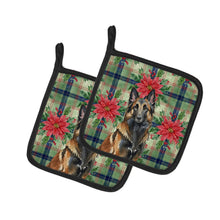 Load image into Gallery viewer, Belgian Tervuren Christmas PoinsettIas Pair of Pot Holders