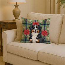 Load image into Gallery viewer, Bernese Mountain Dog Christmas PoinsettIas Throw Pillow