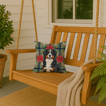 Load image into Gallery viewer, Bernese Mountain Dog Christmas PoinsettIas Throw Pillow