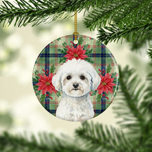 Load image into Gallery viewer, Bichon Frise Christmas PoinsettIas Ceramic Ornament