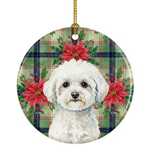Load image into Gallery viewer, Bichon Frise Christmas PoinsettIas Ceramic Ornament