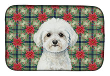 Load image into Gallery viewer, Bichon Frise Christmas PoinsettIas Dish Drying Mat