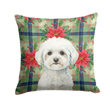 Load image into Gallery viewer, Bichon Frise Christmas PoinsettIas Throw Pillow