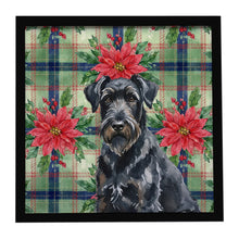 Load image into Gallery viewer, Black Russian Terrier Christmas PoinsettIas Framed Metal Print