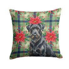 Load image into Gallery viewer, Black Russian Terrier Christmas PoinsettIas Throw Pillow