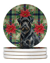 Load image into Gallery viewer, Black Russian Terrier Christmas PoinsettIas Large Sandstone Coasters Pack of 4