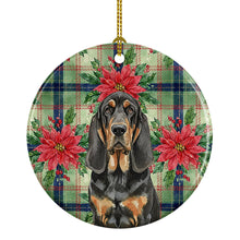 Load image into Gallery viewer, Black and Tan Bloodhound Christmas PoinsettIas Ceramic Ornament
