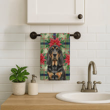 Load image into Gallery viewer, Black and Tan Bloodhound Christmas PoinsettIas Kitchen Towel