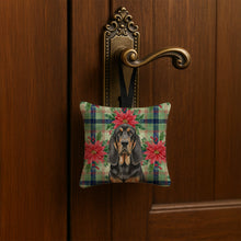 Load image into Gallery viewer, Black and Tan Bloodhound Christmas PoinsettIas Hanging Square Fabric Ornament 3.5 x 3.5