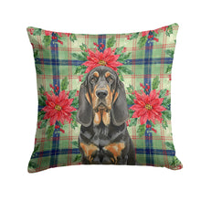 Load image into Gallery viewer, Black and Tan Bloodhound Christmas PoinsettIas Throw Pillow